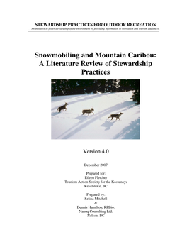 Snowmobiling and Mountain Caribou: a Literature Review of Stewardship Practices