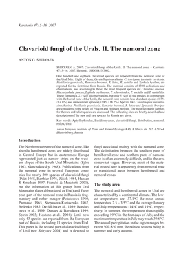 Clavarioid Fungi of the Urals. II. the Nemoral Zone
