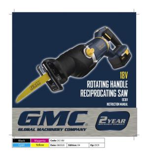 Rotating Handle Reciprocating Saw Dc18v Instruction Manual