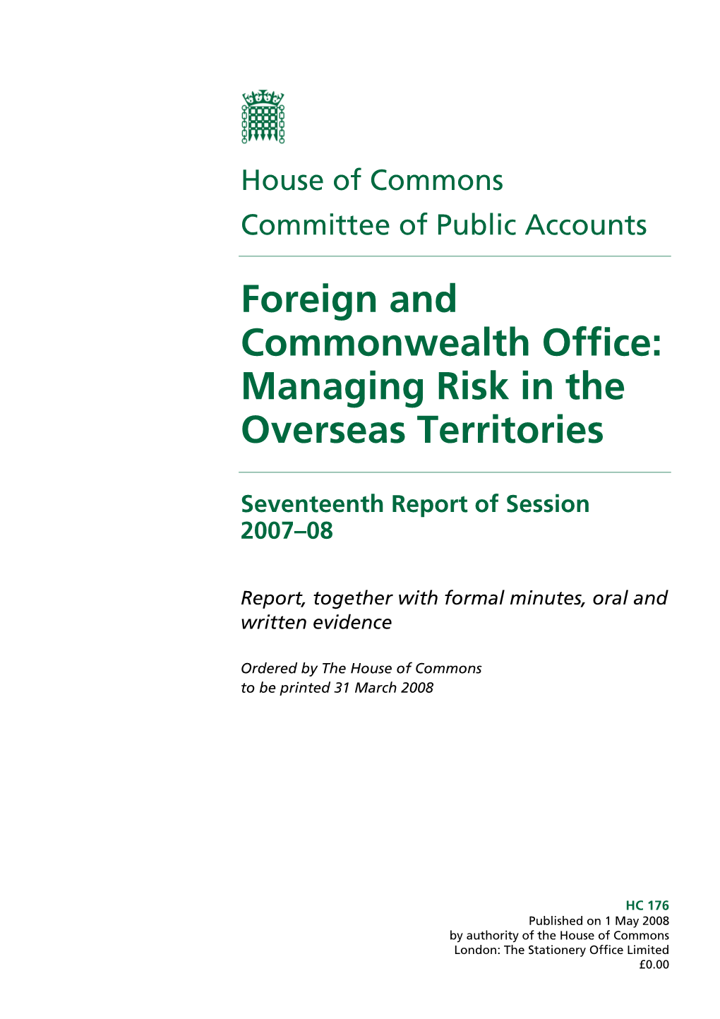 Foreign and Commonwealth Office: Managing Risk in the Overseas Territories
