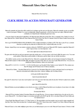 Minecraft Xbox One Code Free