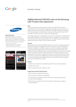 Admob Delivered 198,000 Users to the Samsung LED TV Post-Click Experience!
