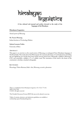 Himalayan Linguistics Sound System of Monsang