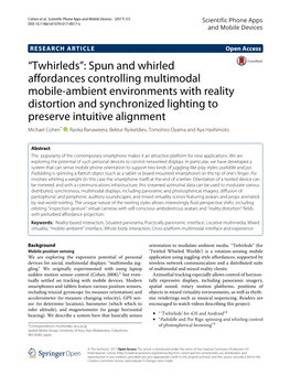 "Twhirleds": Spun and Whirled Affordances Controlling Multimodal