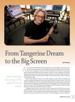 From Tangerine Dream to the Big Screen by Mr
