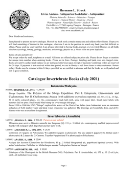 Catalogue Invertebrate Books (July 2021)