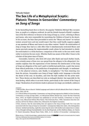 Platonic Themes in Gersonides' Commentary on Song of Songs