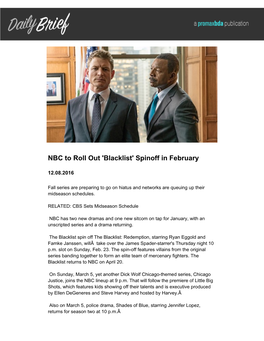 NBC to Roll out 'Blacklist' Spinoff in February