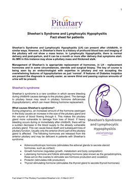Sheehan's Syndrome and Lymphocytic Hypophysitis Fact Sheet for Patients