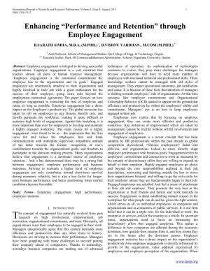 “Performance and Retention” Through Employee Engagement