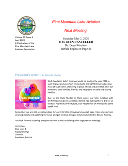 Pine Mountain Lake Aviation Next Meeting