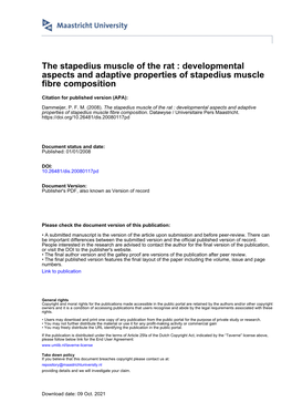 The Stapedius Muscle of the Rat : Developmental Aspects and Adaptive Properties of Stapedius Muscle Fibre Composition