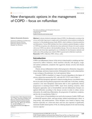 New Therapeutic Options in the Management of COPD – Focus on Roflumilast
