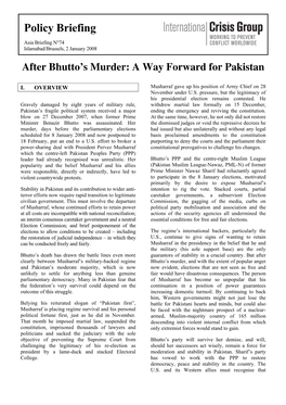 Asia Briefing, Nr. 74: After Bhutto's Murder