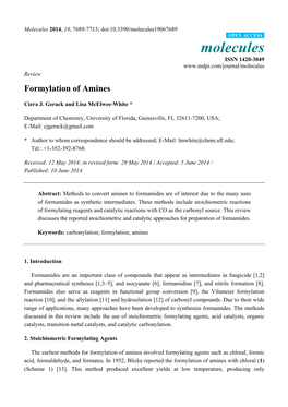 Formylation of Amines