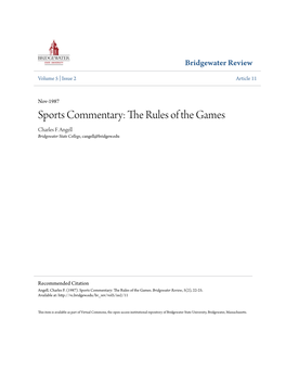 Sports Commentary: the Rules of the Ag Mes Charles F