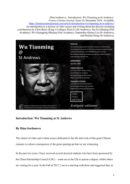 Introduction: Wu Tianming at St Andrews by Dina