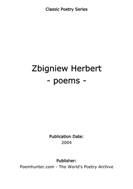 Zbigniew Herbert - Poems