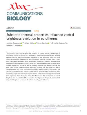 Substrate Thermal Properties Influence Ventral Brightness Evolution In