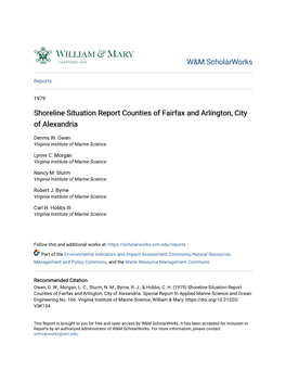 Shoreline Situation Report Counties of Fairfax and Arlington, City of Alexandria