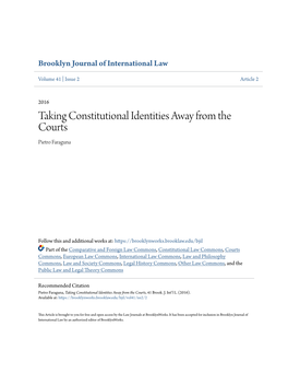 Taking Constitutional Identities Away from the Courts Pietro Faraguna