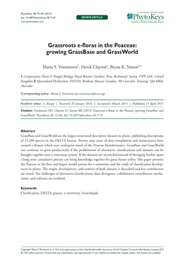 Grassroots E-Floras in the Poaceae: Growing Grassbase and Grassworld