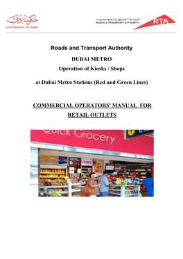 Roads and Transport Authority DUBAI METRO Operation of Kiosks
