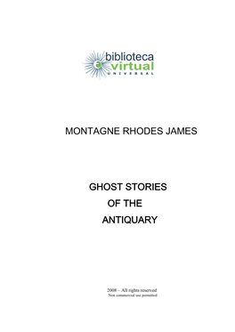 Montagne Rhodes James Ghost Stories of the Antiquary