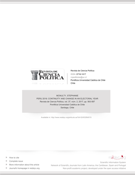 Redalyc.PERU 2016: CONTINUITY and CHANGE in an ELECTORAL