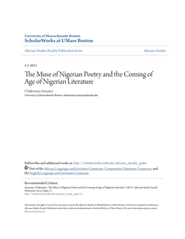 The Muse of Nigerian Poetry and the Coming of Age of Nigerian Literatures