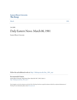 Daily Eastern News: March 06, 1981 Eastern Illinois University