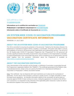 Vaccination Certificate Information Version: 21 July 2021
