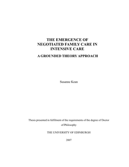 The Emergence of Negotiated Family Care in Intensive Care a Grounded Theory Approach