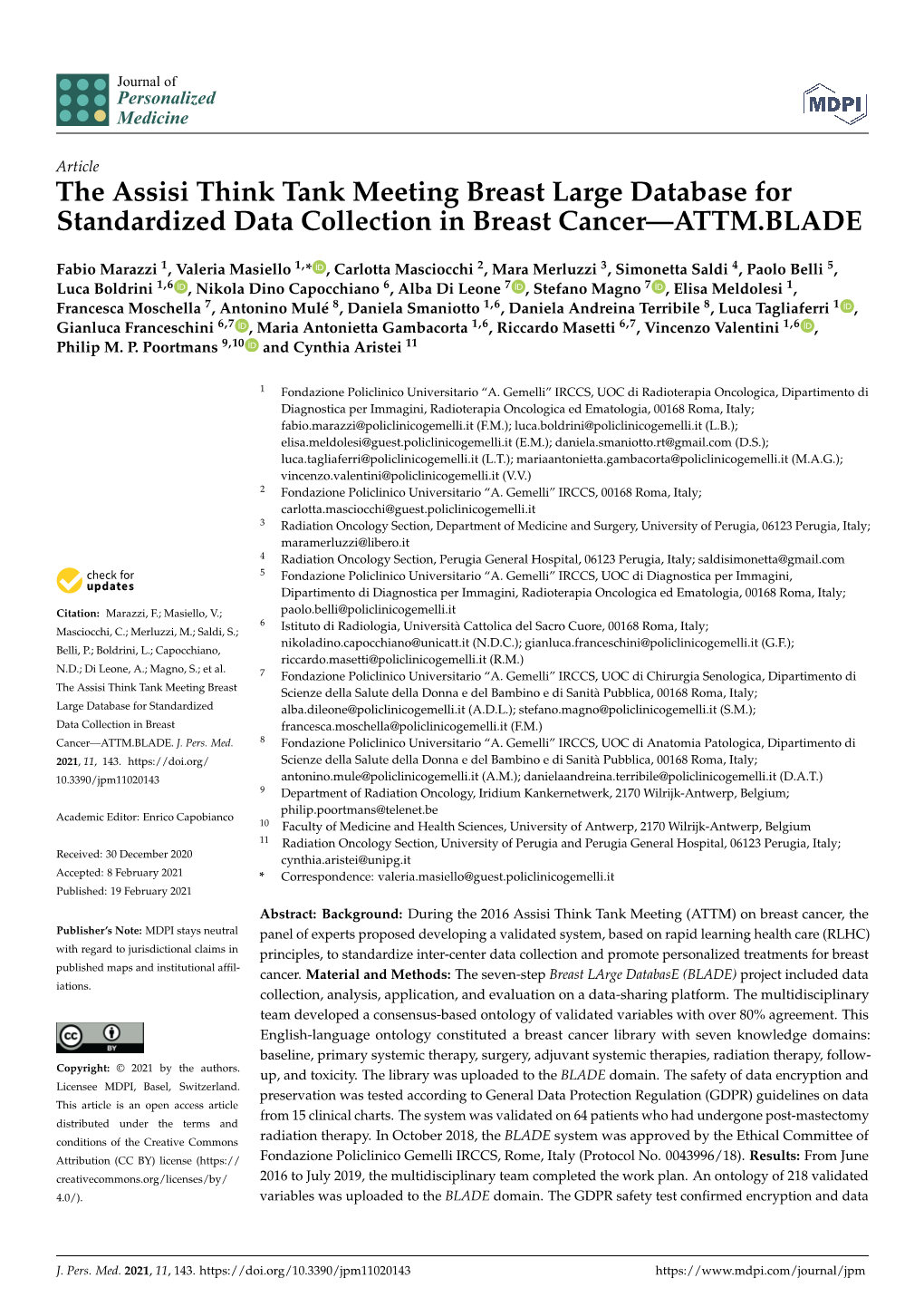 The Assisi Think Tank Meeting Breast Large Database for Standardized Data Collection in Breast Cancer—ATTM.BLADE