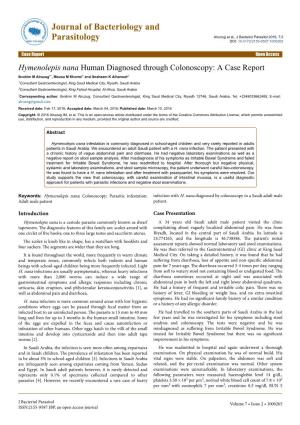 Hymenolepis Nana Human Diagnosed Through Colonoscopy: a Case Report