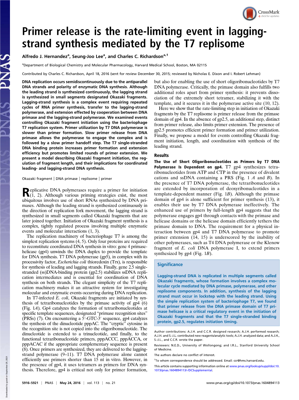 Primer Release Is the Rate-Limiting Event in Lagging-Strand Synthesis