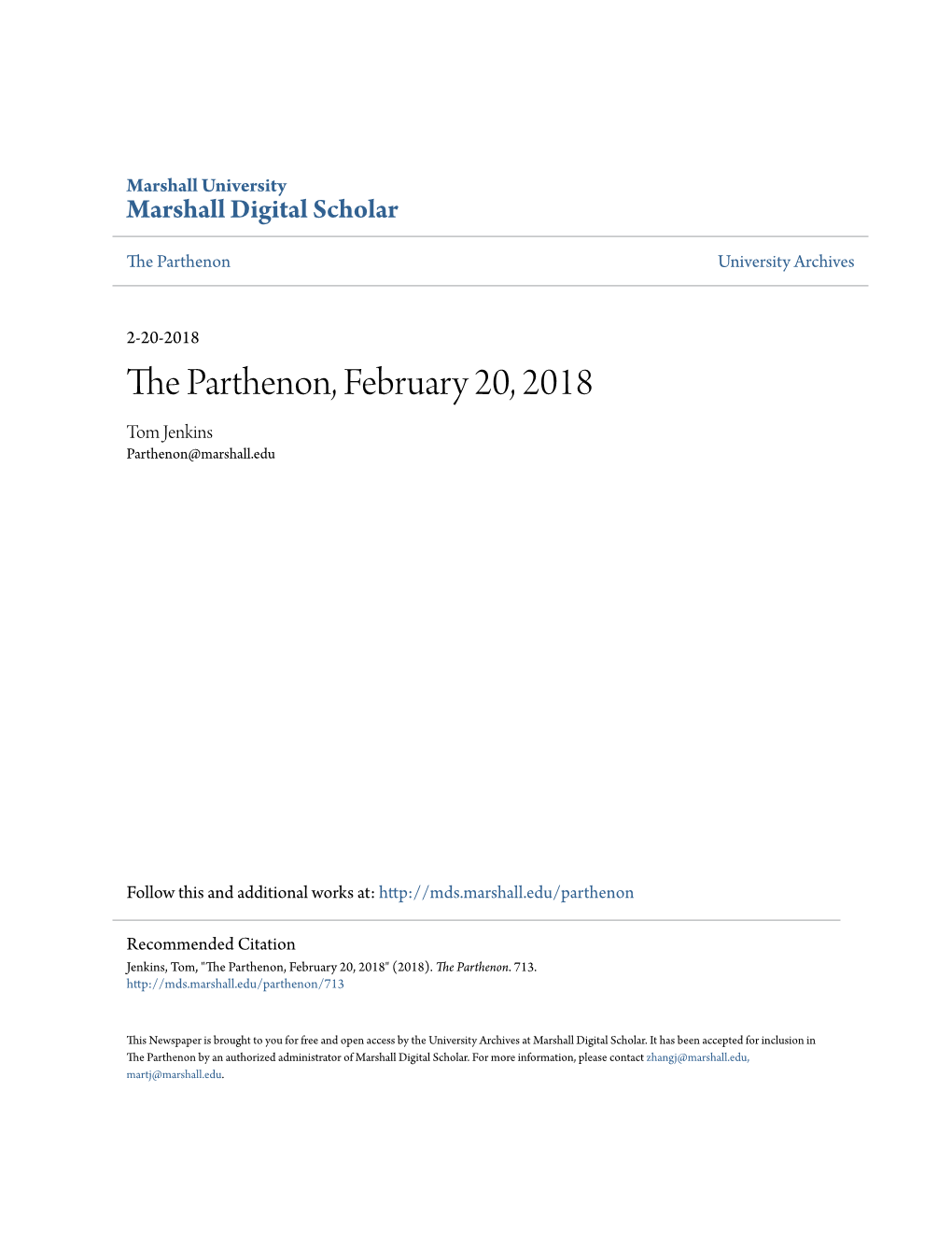 The Parthenon, February 20, 2018