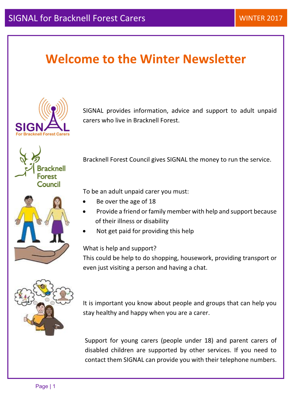 SIGNAL for Bracknell Forest Carers WINTER 2017
