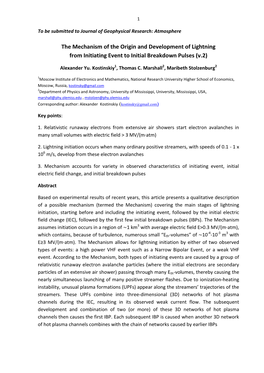 The Mechanism of the Origin and Development of Lightning from Initiating Event to Initial Breakdown Pulses (V.2)