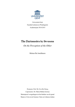 The Darśanasāra by Devasena on the Perception of the Other