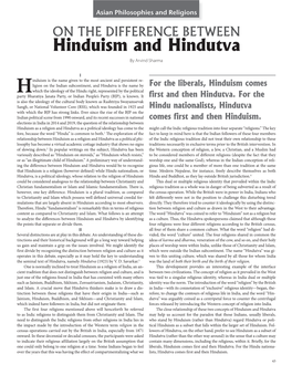 DIFFERENCE BETWEEN Hinduism and Hindutva by Arvind Sharma