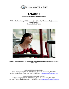 AMADOR a Film by FERNANDO LEON DE ARANOA