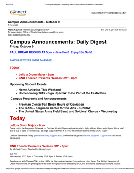 Campus Announcements - October 9