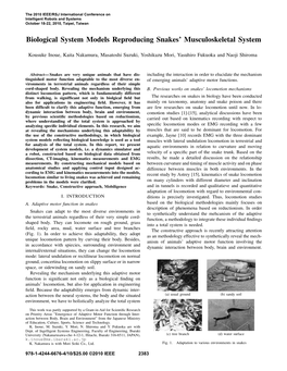 Biological System Models Reproducing Snakes’ Musculoskeletal System