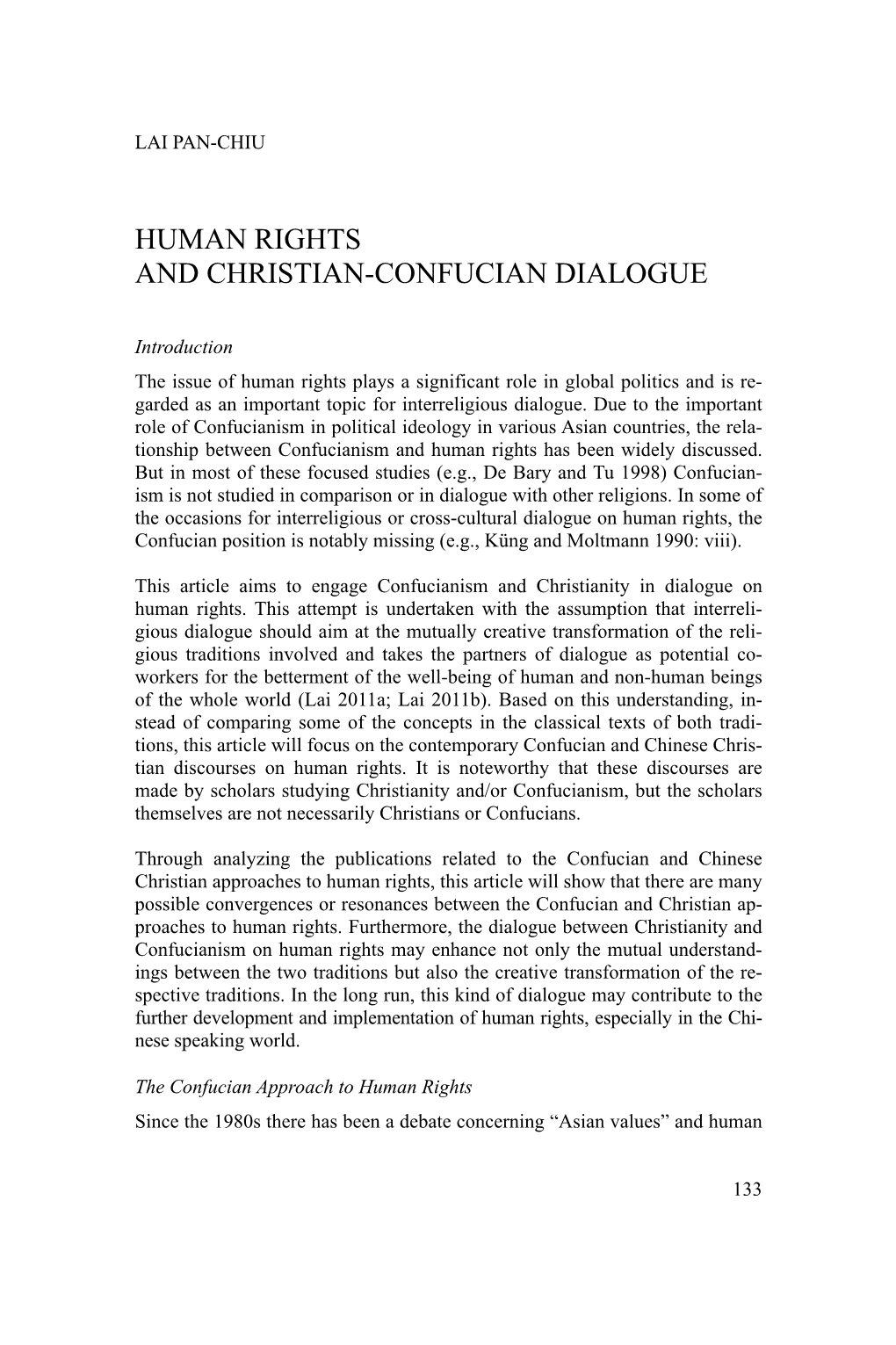 Human Rights and Christian-Confucian Dialogue