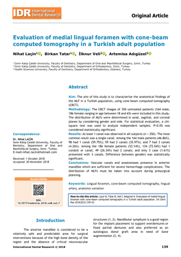 Evaluation of Medial Lingual Foramen with Cone-Beam Computed Tomography in a Turkish Adult Population