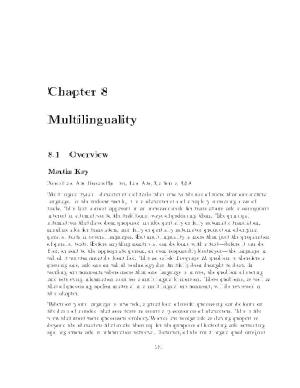 Chapter 8 Multilinguality
