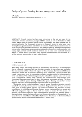 Design of Ground Freezing for Cross Passages and Tunnel Adits