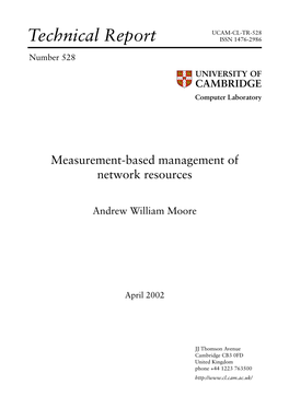 Measurement-Based Management of Network Resources