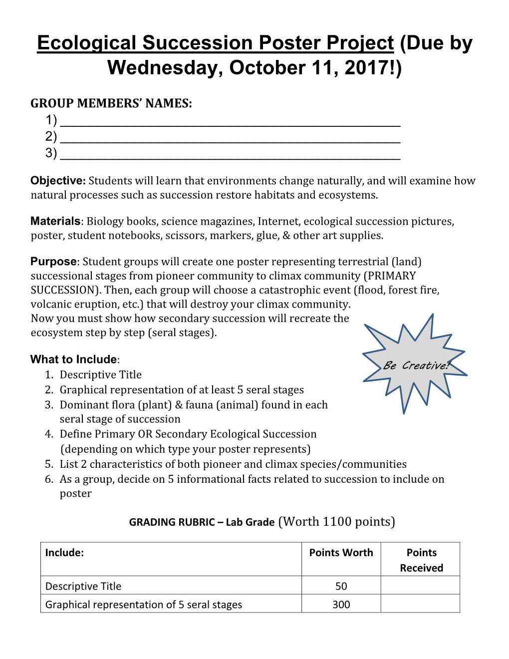 Ecological Succession Poster Project Due By DocsLib   Ecological Succession Poster Project Due By 